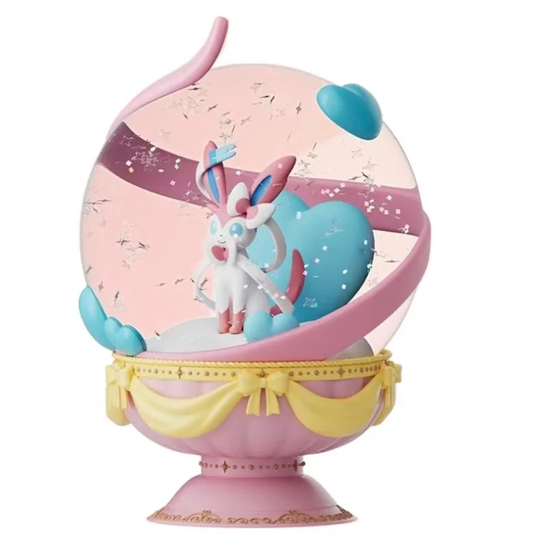 Original Pok é mon serie lindo bola de cristal de dibujos animados Pikachu Gengar Eevee Sylveen joyería luminosa regalos juguetes Accesorios