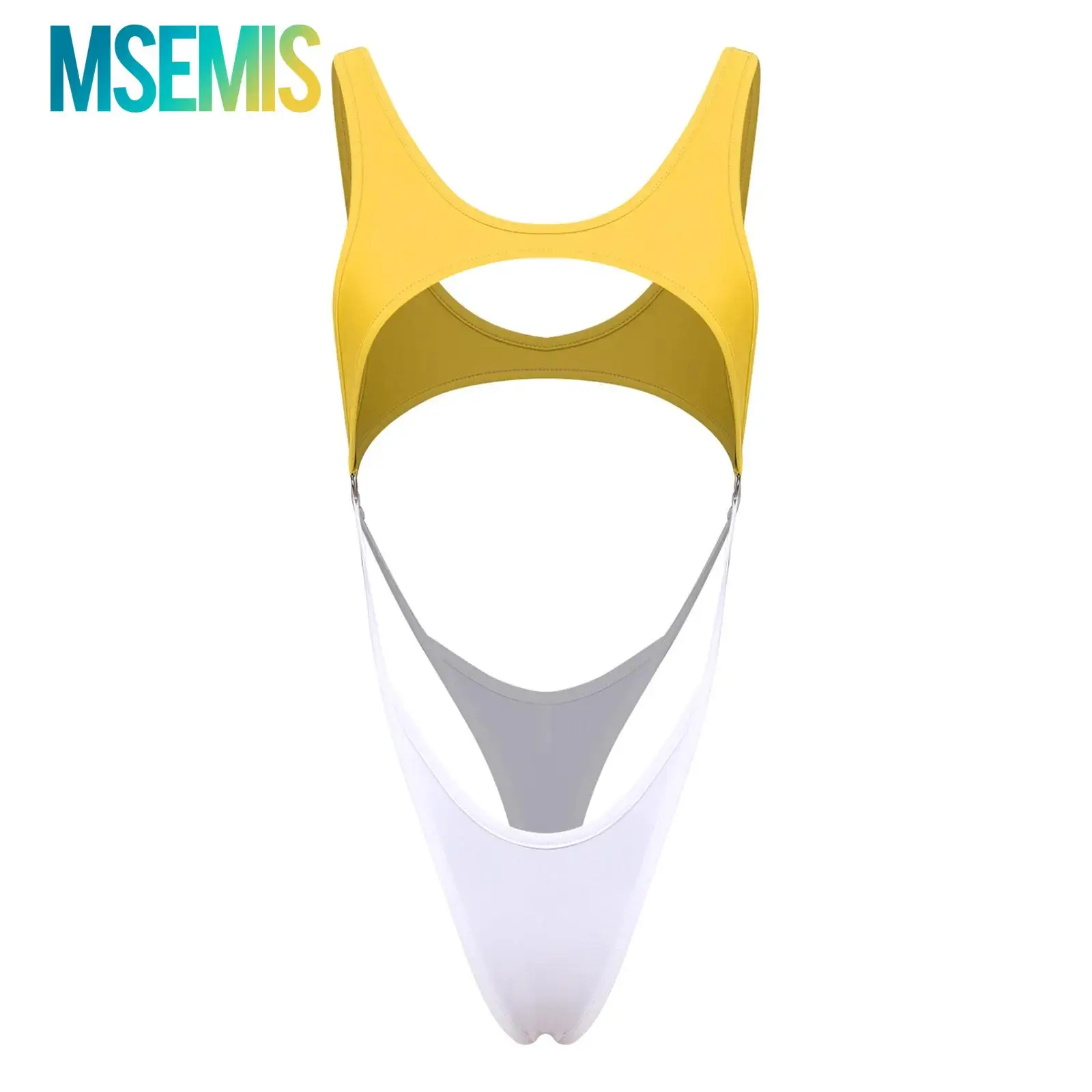 

Womens Sleeveless O-ring Cheeky Bikini Thong Bodysuit Swimwear One-piece Monokini Swimsuit Bathing Suit Cutout Sexy Beachwear