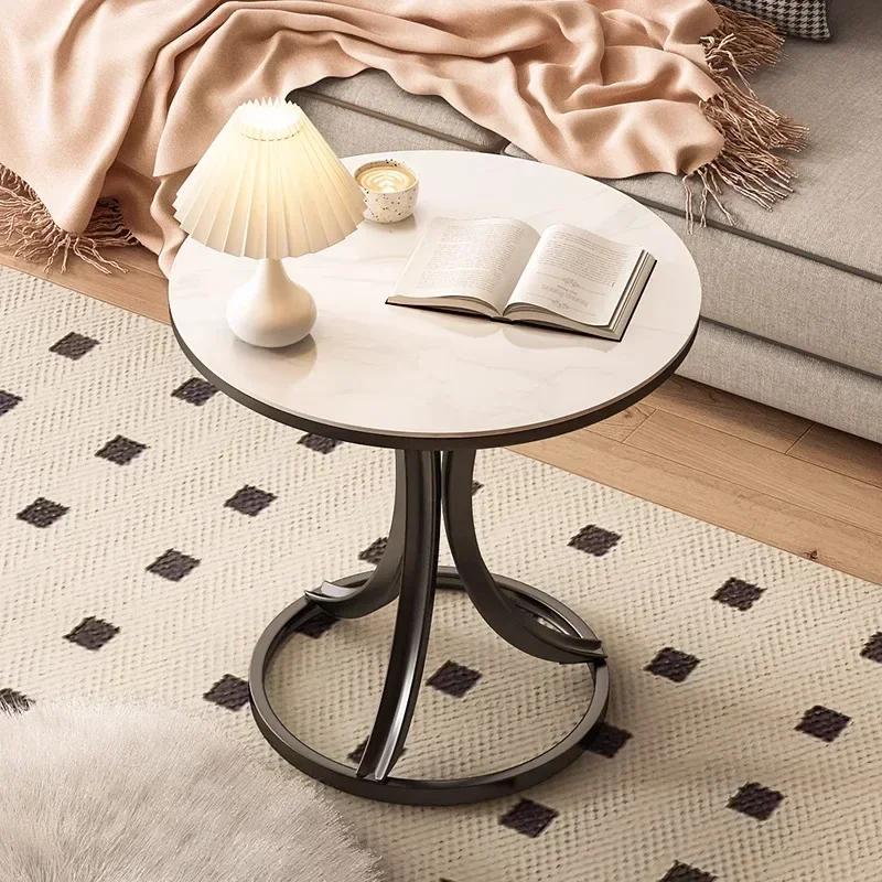 Multi-functional Side sofa side cabinet rock slab small coffee table bedside corner small round table creative bedside table