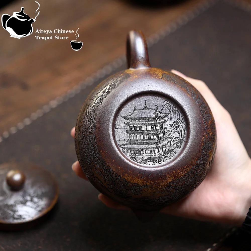 Yixing purple clay teapot with special high temperature, wood burning keel, golden sand, phoenix singing, Xishi large capacity
