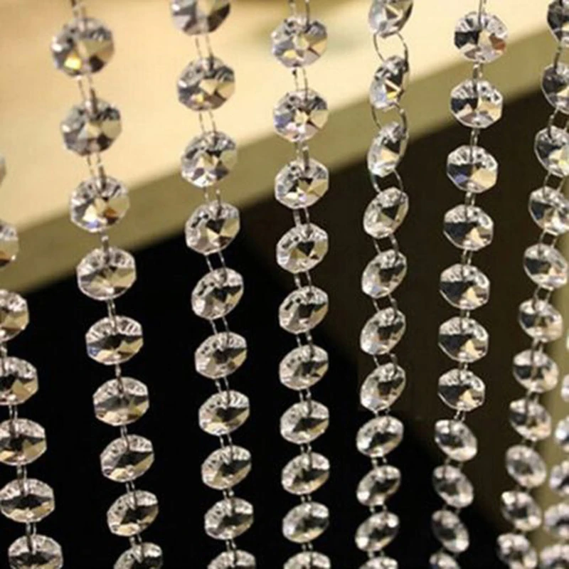 Crystal Beads Chandelier Pendants 50pcs Curtain Pendant Droplets Glass Octagon Beads Wedding Party Decor Chandelier Pendants