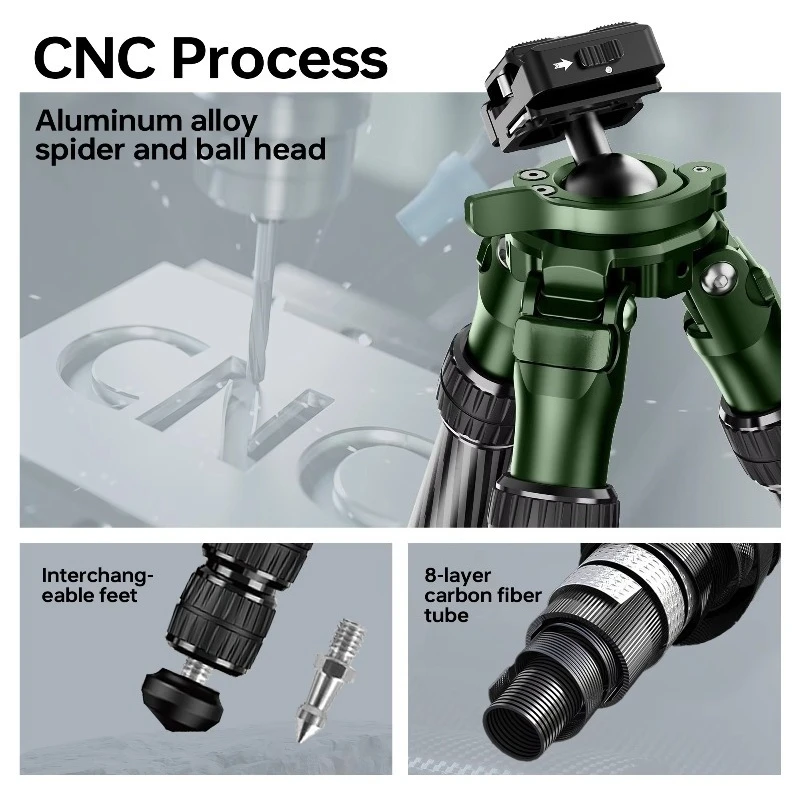 Carbon fiber tripod 20kg load-bearing 1.8kg, lightweight inverted 38mm spherical gimbal, compatible