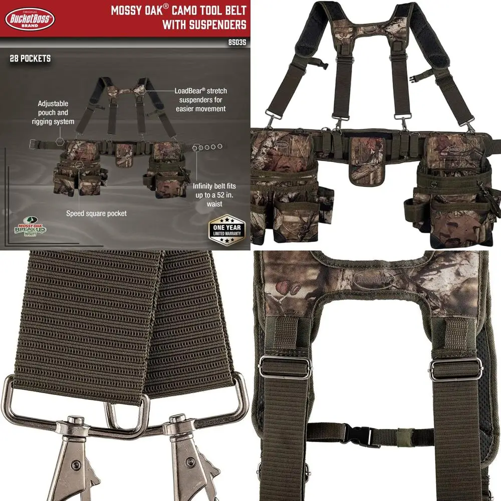 

Multicolor Camo Tool Belt with Suspenders, 52 Original Series 85035