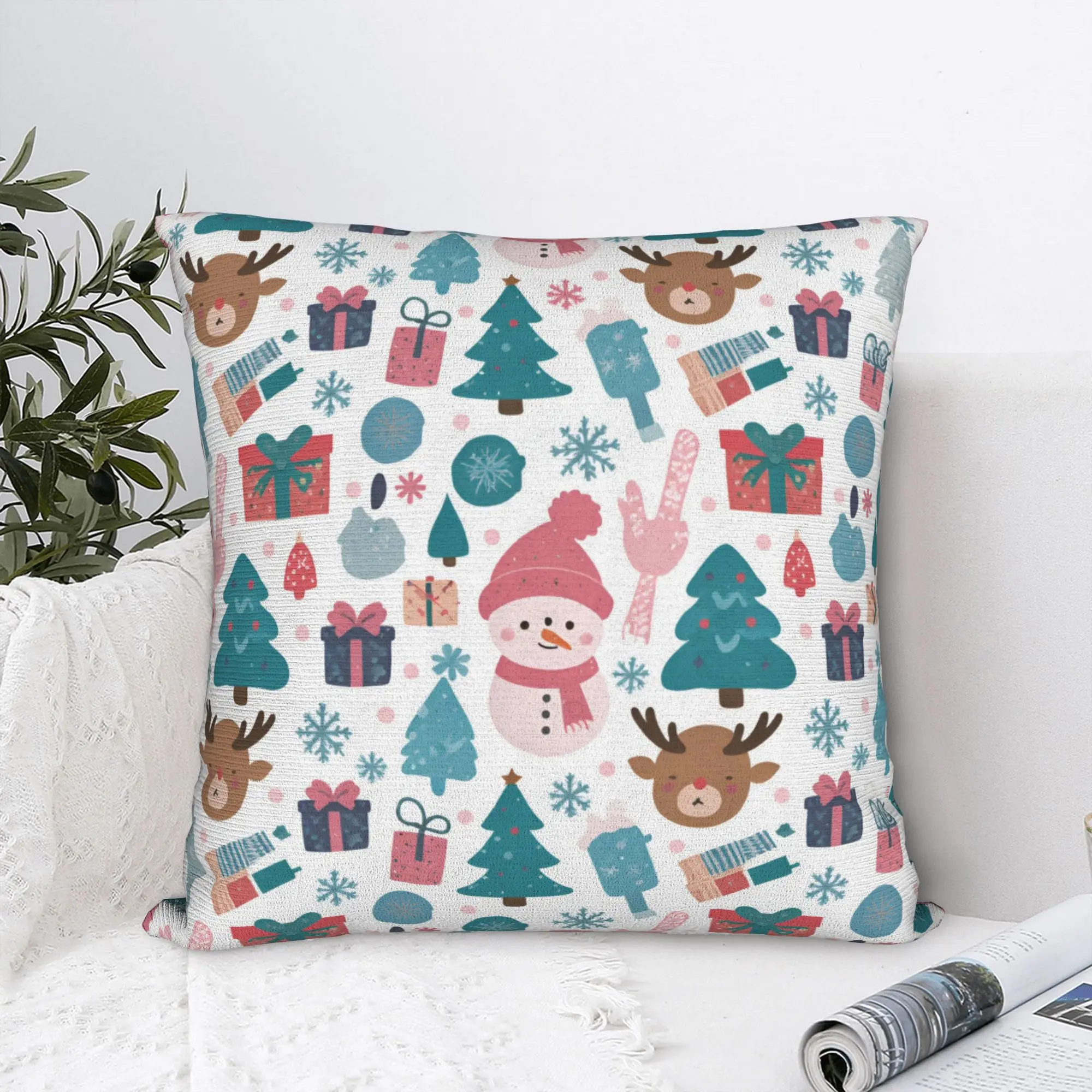 Christmas xmas Santa Claus Printing Pillowcase Cushion Cover  Pillow Covers New Style Living Room Decor Zipper Multi-Size