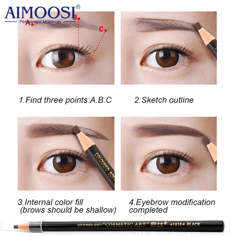 5-kleuren wenkbrauwpen semi-permanente make-up tattoo tool microblading donkerbruin wenkbrauwpotlood cosmetische tattoo-benodigdheden