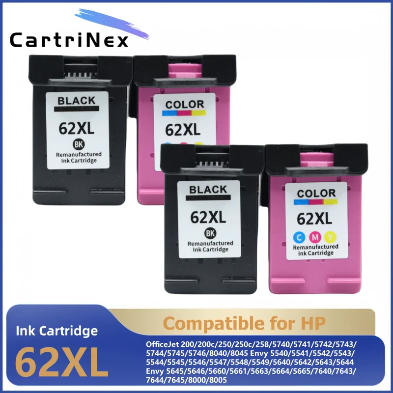Compatible Ink Cartridge for HP 62XL 62 XL for HP62 Envy 5540 5640 7640 5646 5541 5740 5742 5745 200 250 Printer