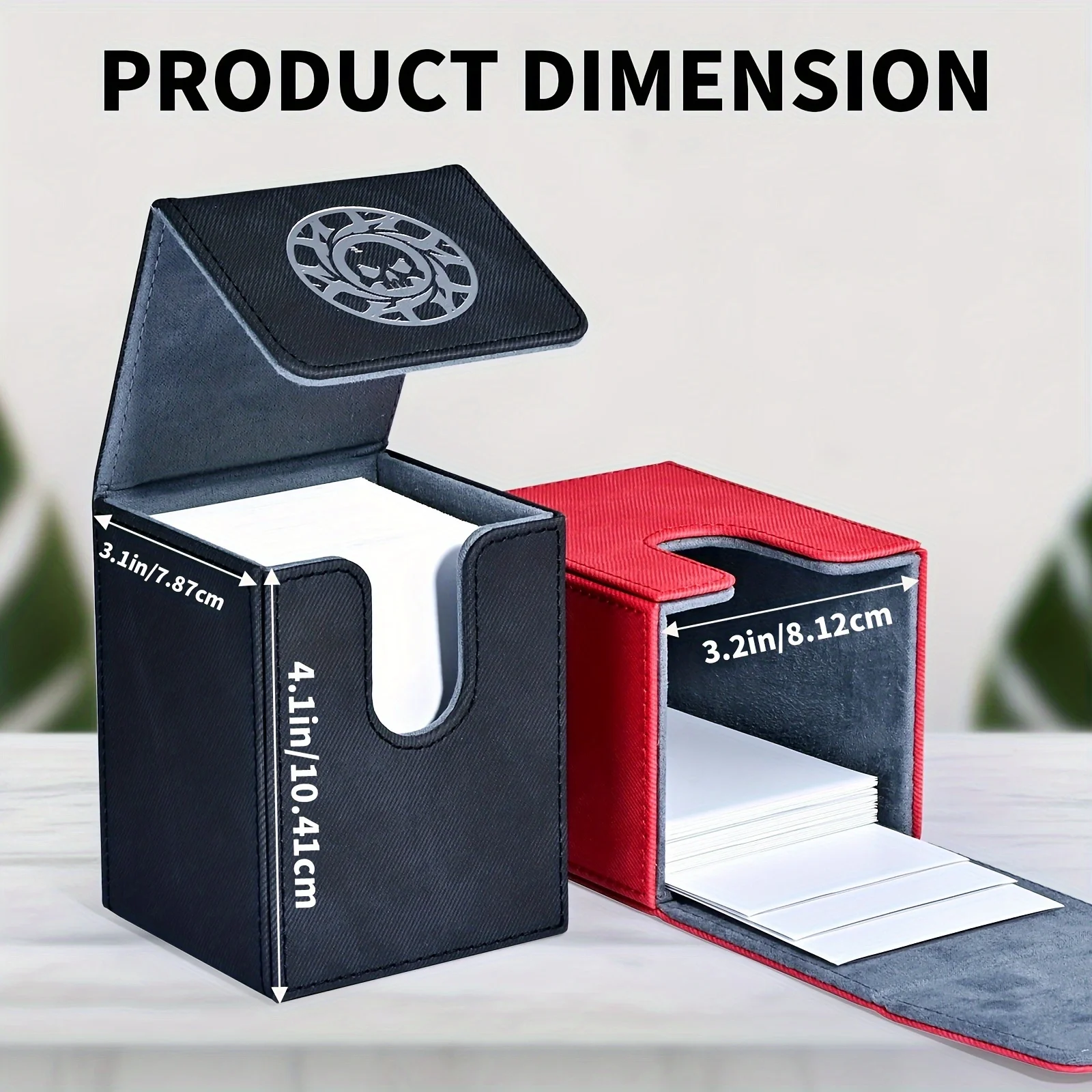 2팩 카드 덱 박스, 100개 이상의 싱글 슬리브 카드 보관, PU 가죽 데님 엠보싱