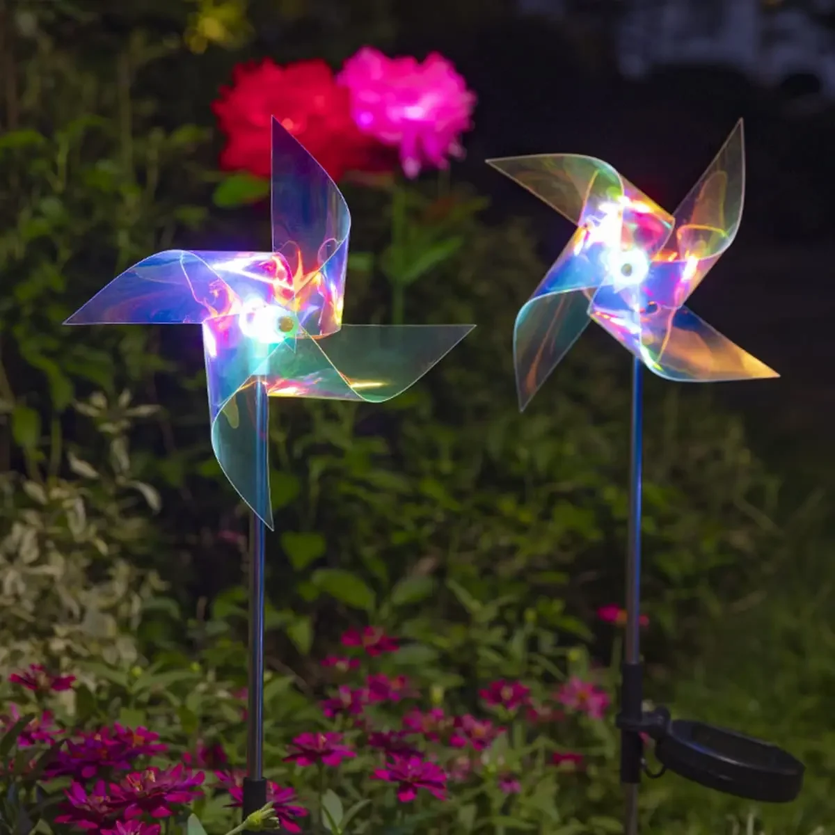 Solar Windmill Garden Lights with Multi Color Changing LED Metal Stake Yard Outdoor Decorative lamp for Yard and Garden