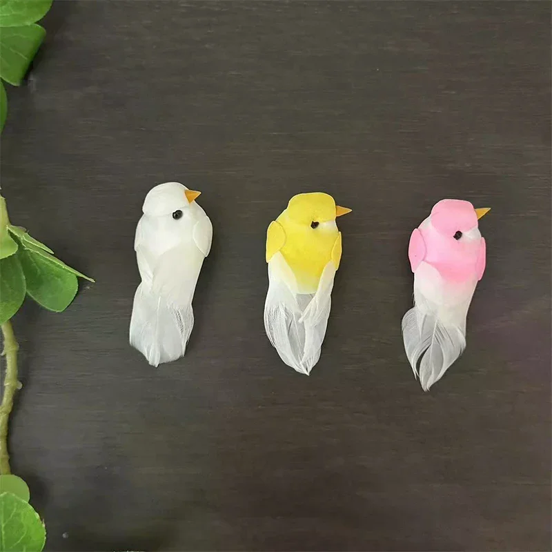 2Pcs Cute Artificial Birds Fake Foam Animal Simulation Birds Models Tit DIY Craft Home Garden Floral Ornament Decoration