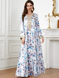 Robe de Soirée pour Femme Musulmane, Abaya pour Ramadan, Turquie, Inde, Jalabiya, Col en V, Dubaï, Arabe, Kaftan, Éducatif, Maroc, 2024