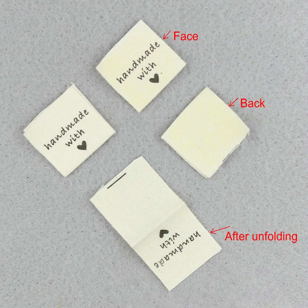 50PCS Handmade with Love Garment Cloth Labels Diy Handmade Sewing Clothes Tag Clothing Accessories for Jeans Bags Shoes Labels