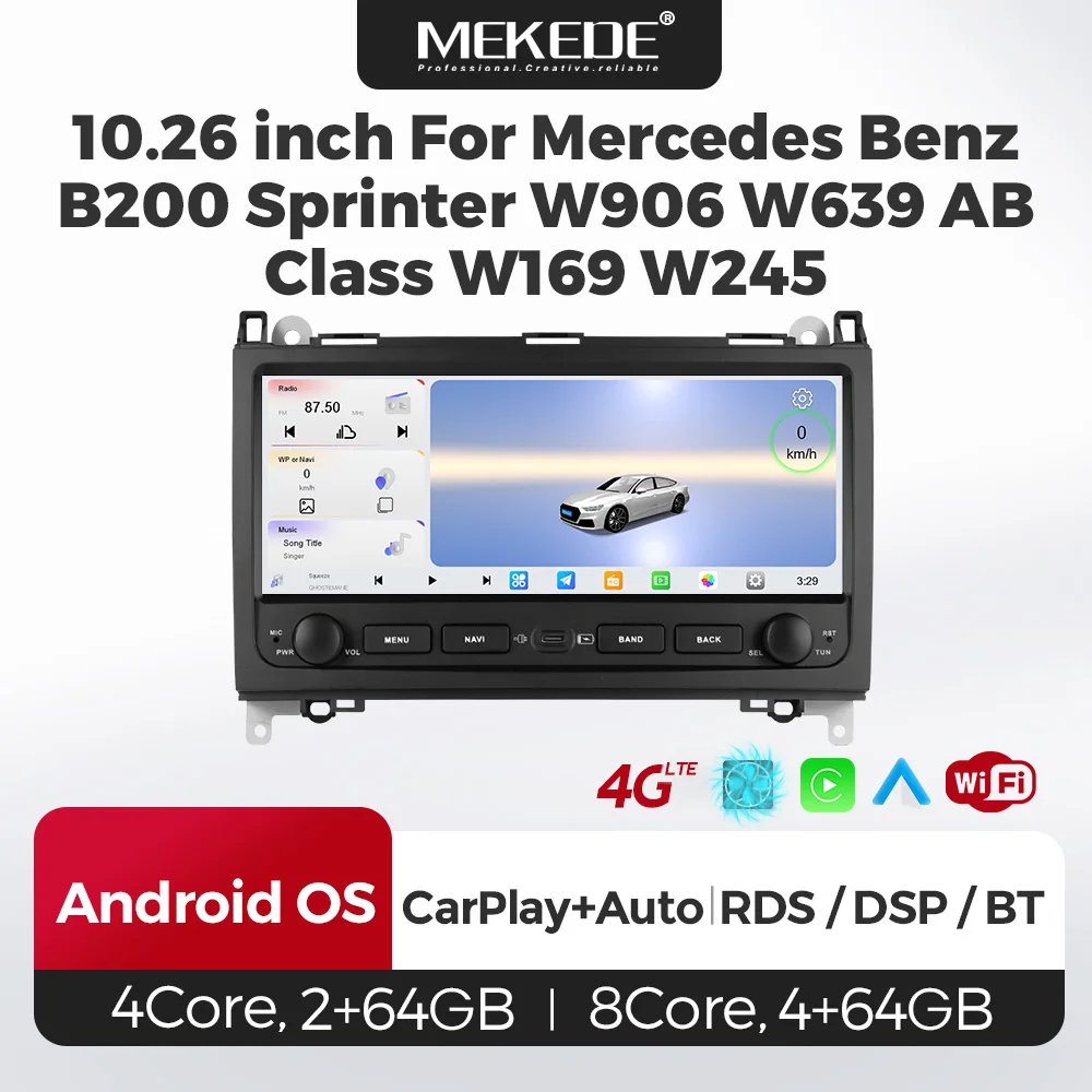MEKEDE Android OS pour Mercedes Sprinter Benz B200 Vito W639 Viano classe B W169 W245 W209 autoradio Carplay BT Central multimédia