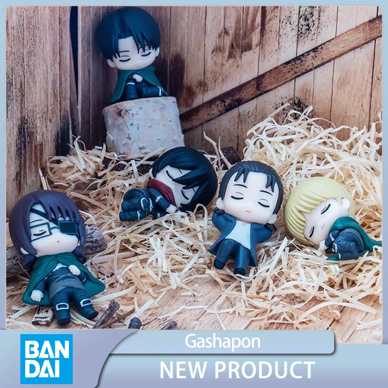 

BANDAI Attack on Titan Levi Ackerman Eren Jaeger Sleep Gashapon Anime Figures Collect Model in Stock