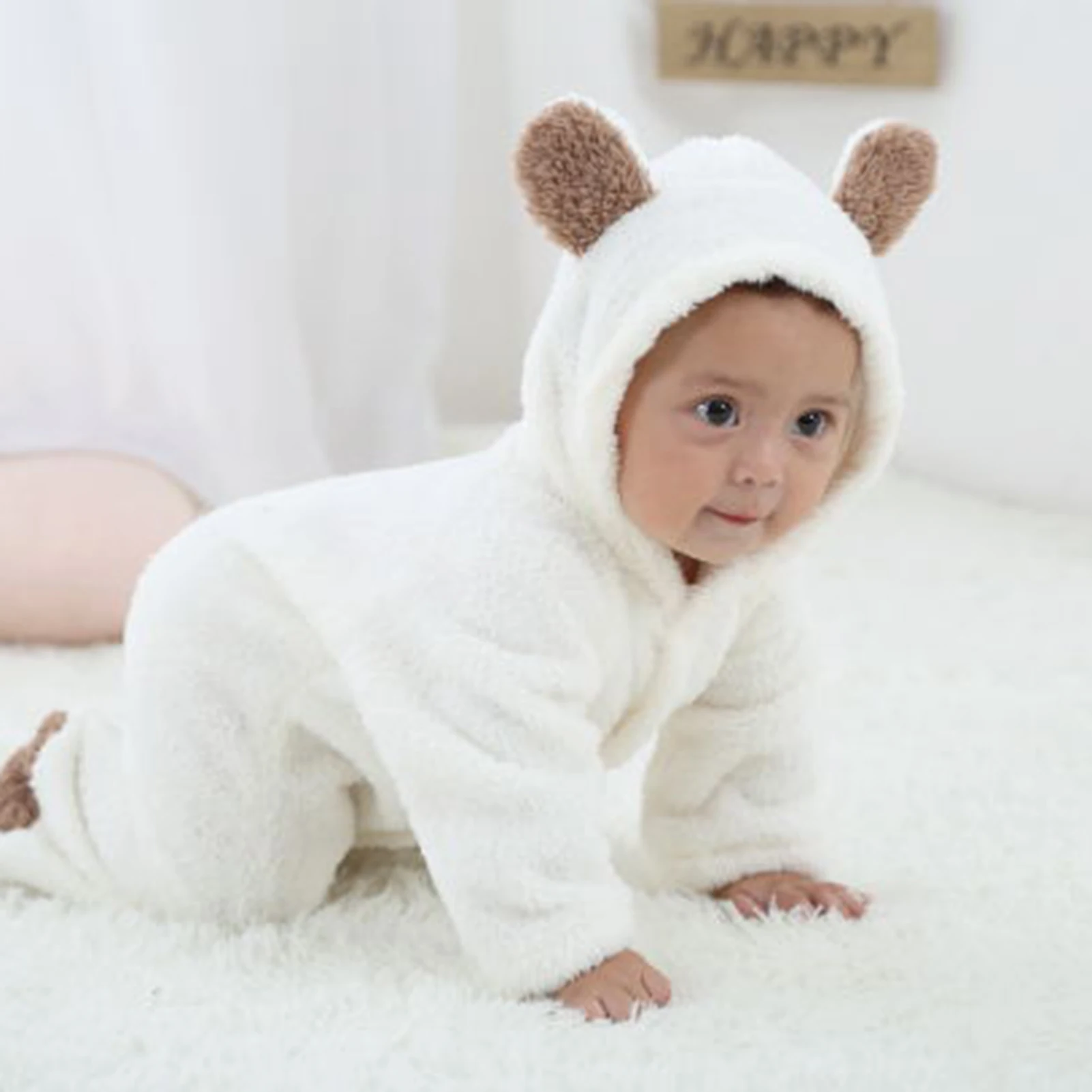 Baby Winter Romper Plush Jumpsuit Comfortable to Wear with Cute Animal Design Ideal Gifts for Relatives and Friends