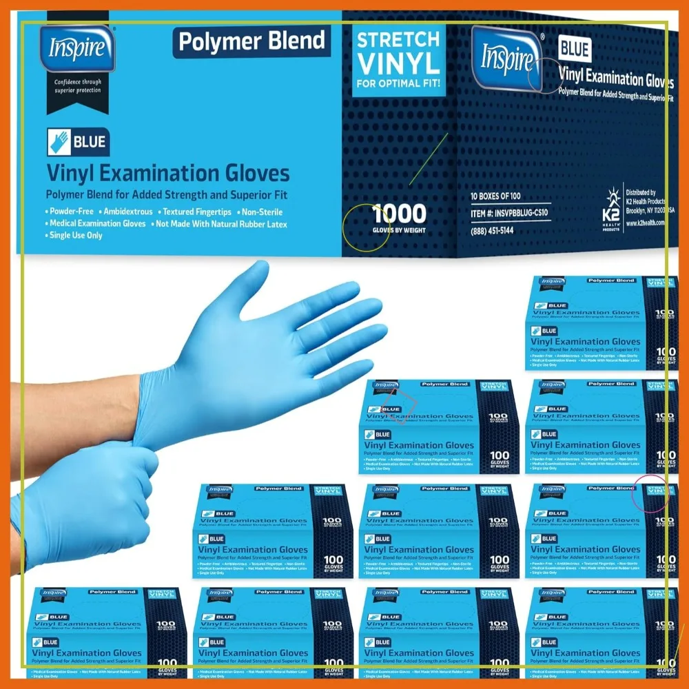 

Nitrile-Vinyl Blend Exam Gloves - Disposable, Latex Free, Medical & Multipurpose for Cooking