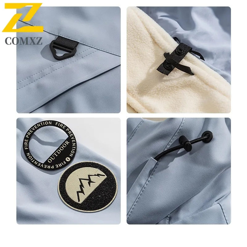 سترة COMXZ للرجال للاستخدام الخارجي، سترة خريفية خفيفة الوزن بغطاء للرأس ومقاومة للرياح ومريحة للاستخدام اليومي #6
