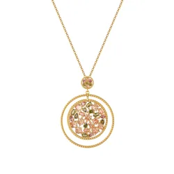 Open Circle Pendant Necklace Rose Gold Plated Paved White Cubic Zirconia Promise Anniversary Birthday Gifts for Women Girls