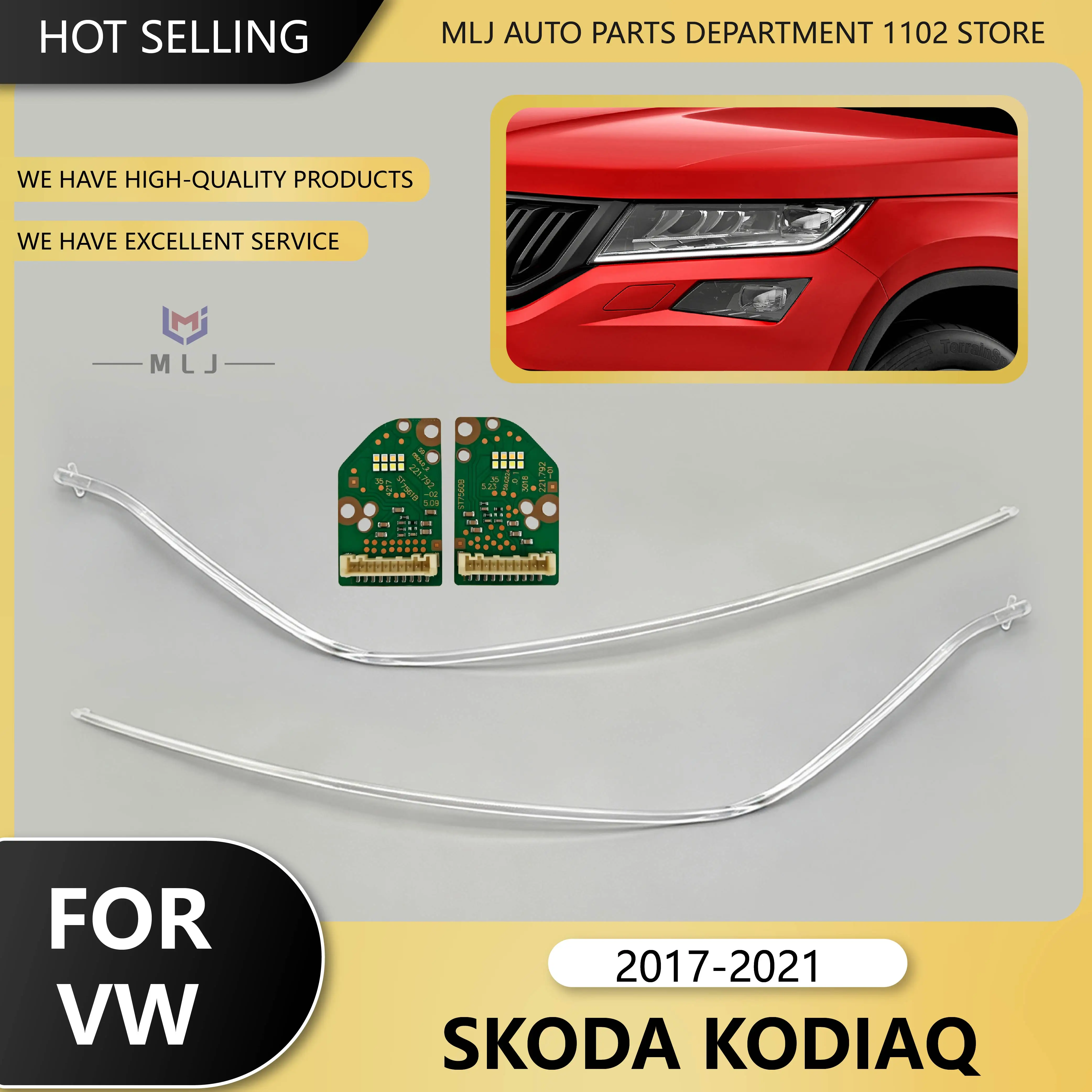 White Light For Skoda Kodiaq 2017-2021 EU Board Car Headlight DRL Chip Lamp Tube Daytime Running Light Ballast Angel Eye Bar