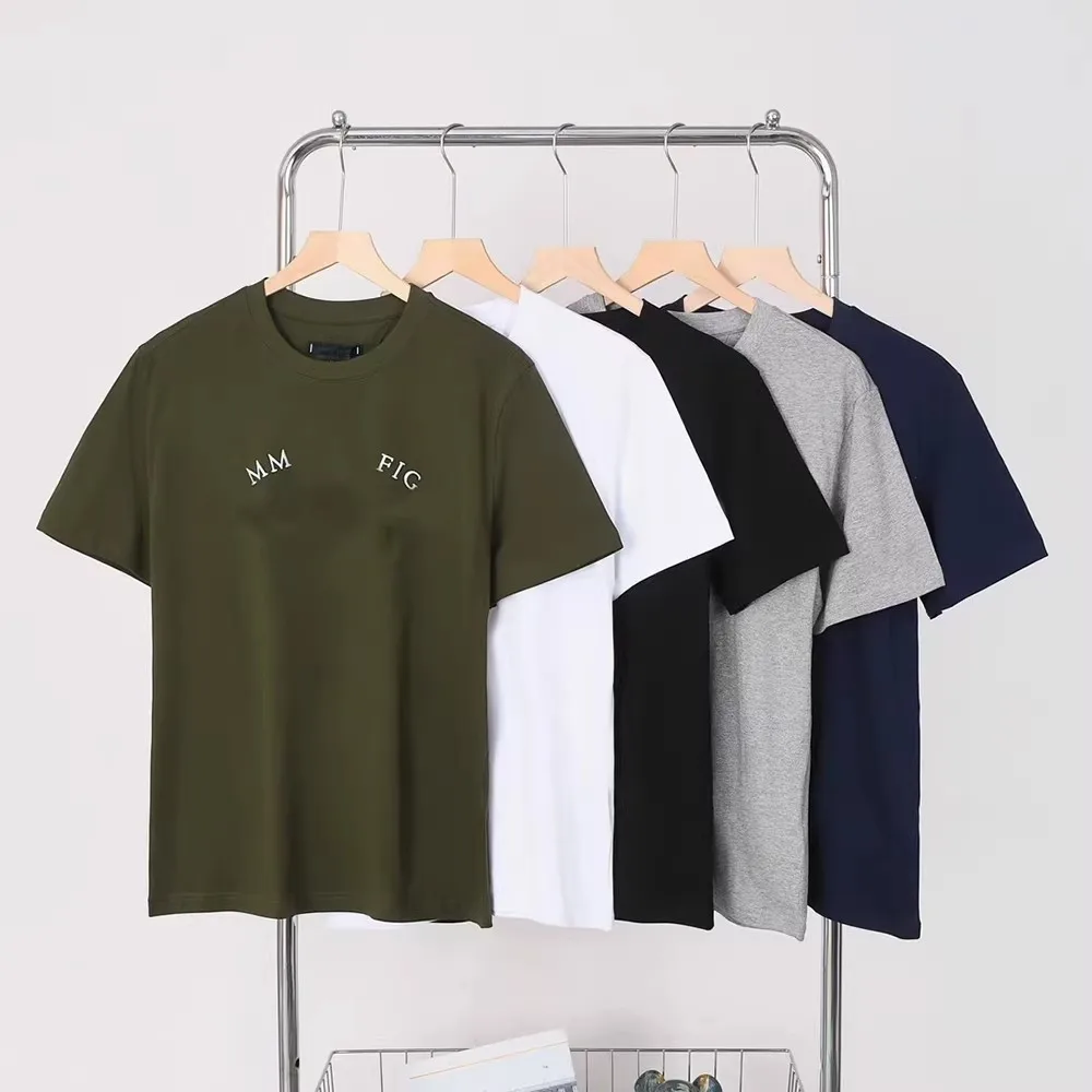 

Men's Cotton Embroidered Letter Straight Match All Cotton round Neck Short Sleeve T-shirt American Style Skin-friendly Breath...
