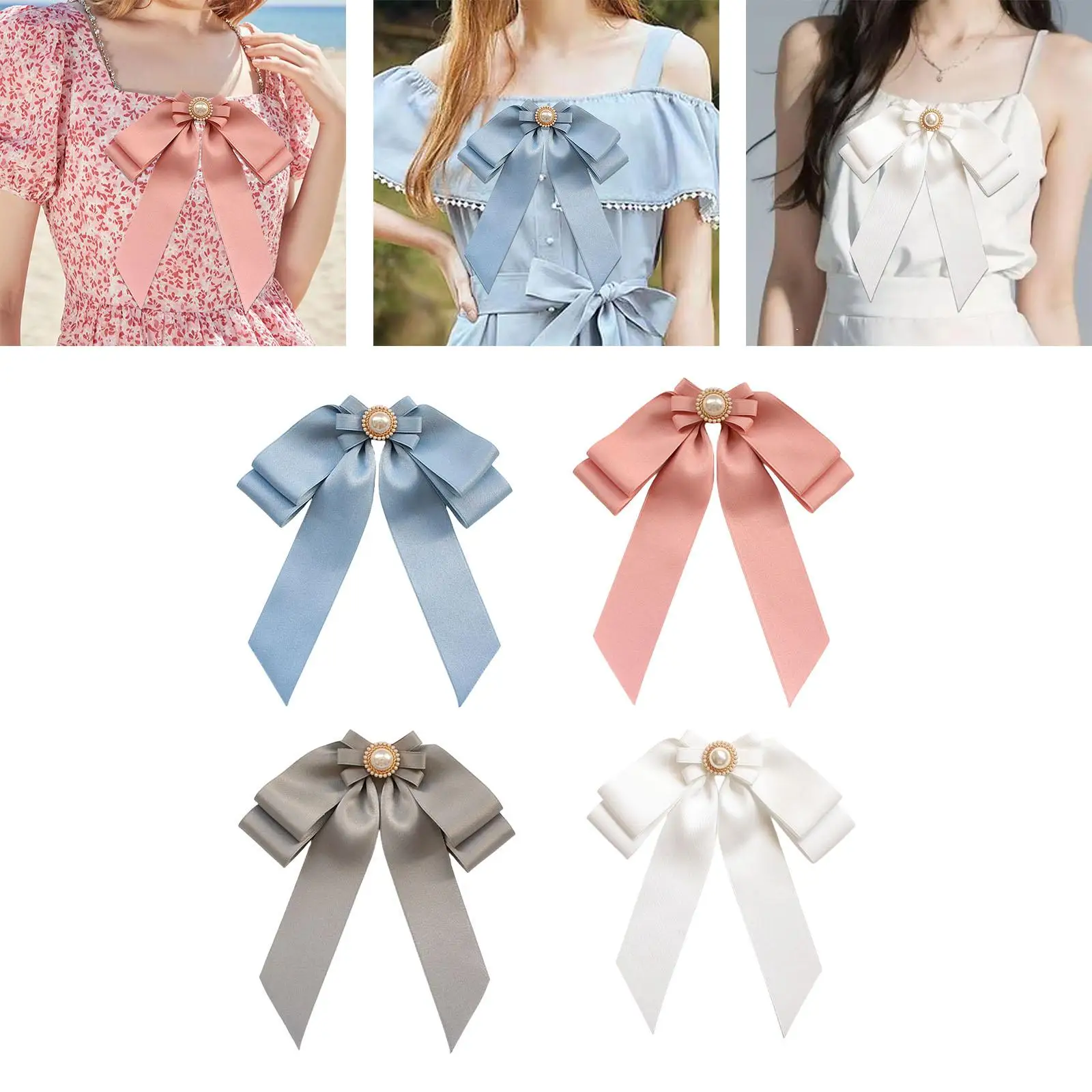 

Women Pre Tied Bowknot Brooch Creative Necktie Pin for Coat Blouse Holiday