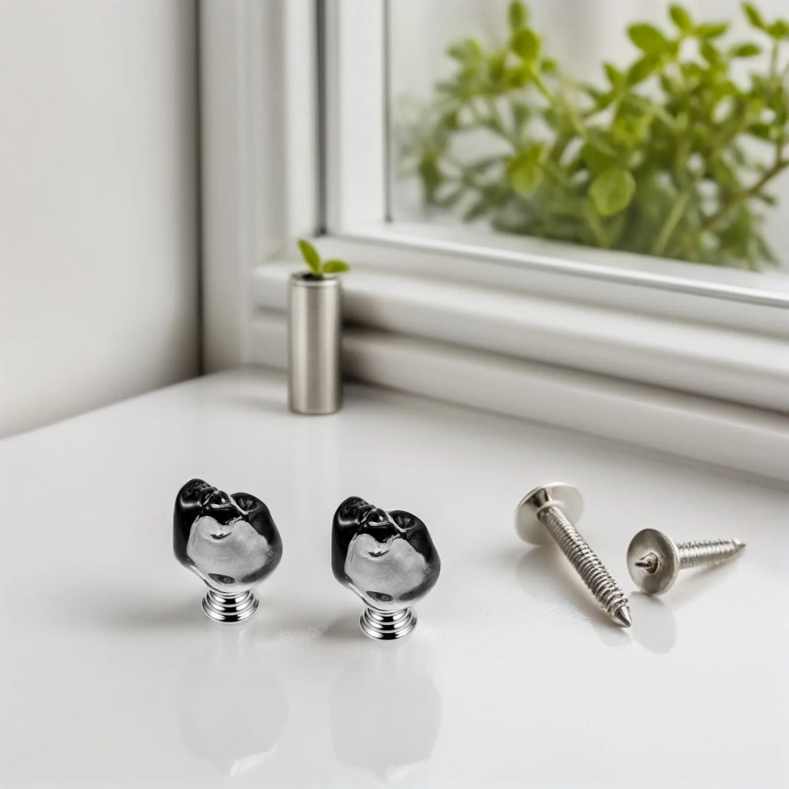 6Sets Crystal Skull Cabinet Knobs Glass Drawer Pulls Handles for Wardrobe Cupboard Dresser Kitchen Furniture Decoration