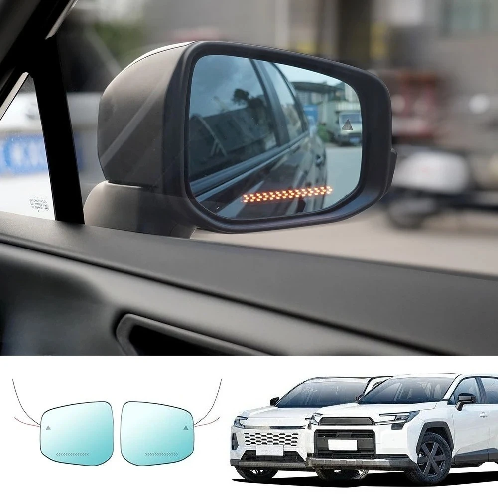 For Toyota RAV4 2026 Car Side Mirror Large View Anti-glare Blue Mirror with Heating Led Turn Signal Indicator Accessories