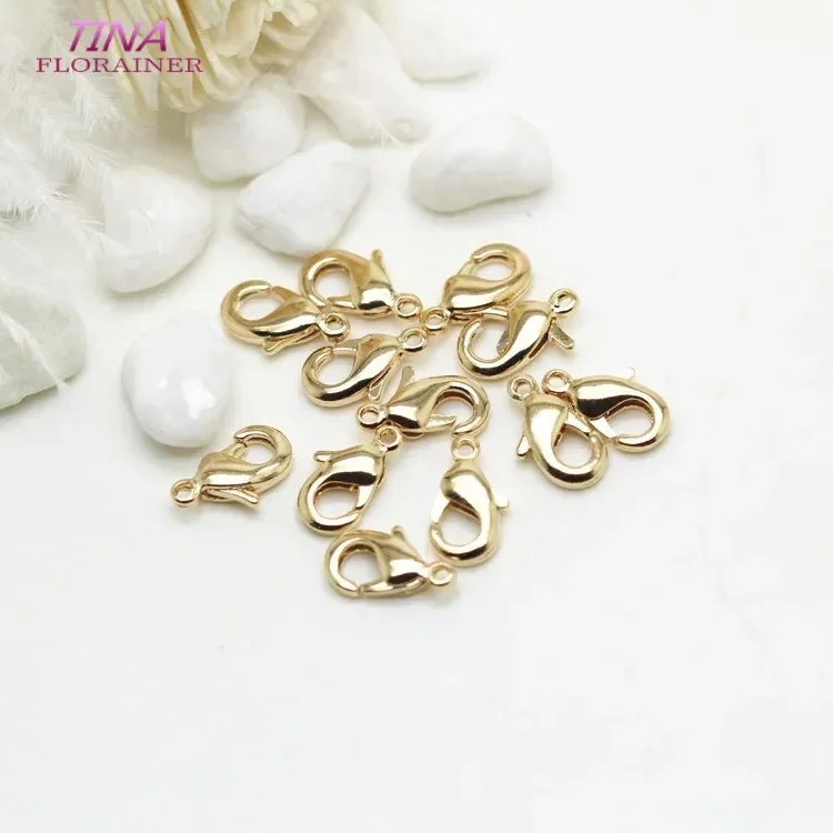 10PCS 20PCS 10MM 12MM 14K Gold Color Plated Lobster clasps for jewelry making Handmade DIY bracelets necklace clasp