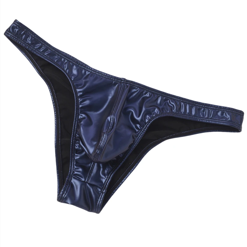 2pcs Men Butt-Lifting Bikini Briefs Underwear Sexy Pouch Male Mini Panties Cuecas Faux Leather Gym Underpants Exotic Hombre Slip image 4
