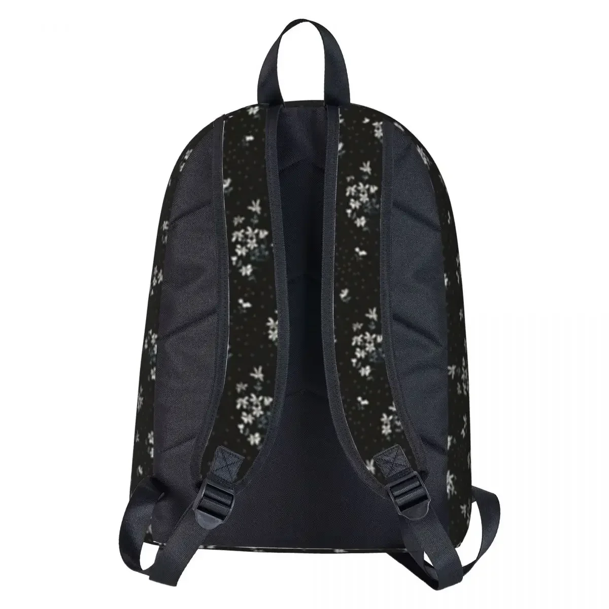 Black Floral Print Woman Backpacks Boys Girls Bookbag Waterproof Students School Bags Portability Travel Rucksack Shoulder Bag