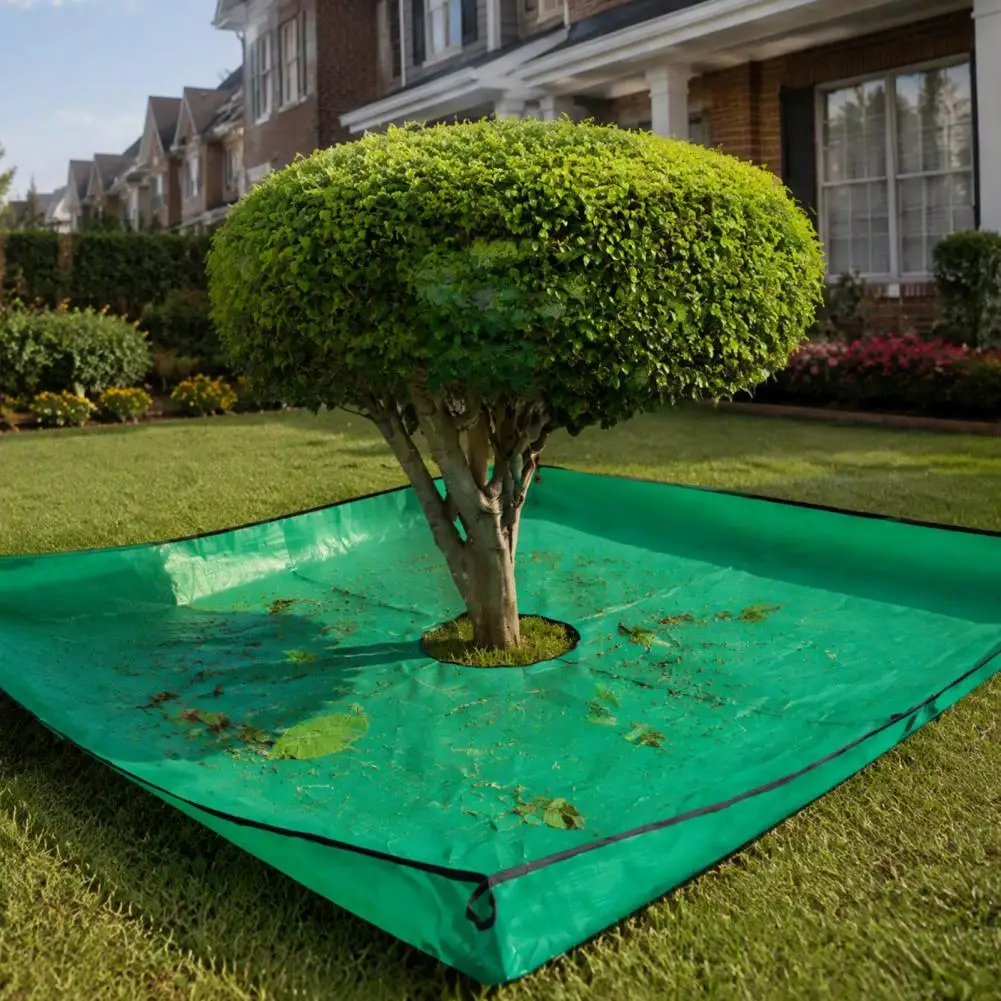 Garden Leaf Tarp Leaf Collection Mat Waterproof Landscape Pruning Tarp with Metal Buckles Garden Tree Bush Trimming Collector