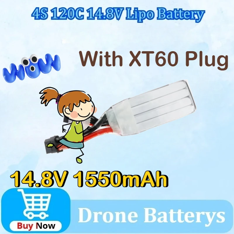 

for GEPRC Storm 14.8V 1550mAh 4S 120C Lipo Battery for MARK5 Freestyle Racing Quad FPV Crossover high-rate LiPo Aircraft Model
