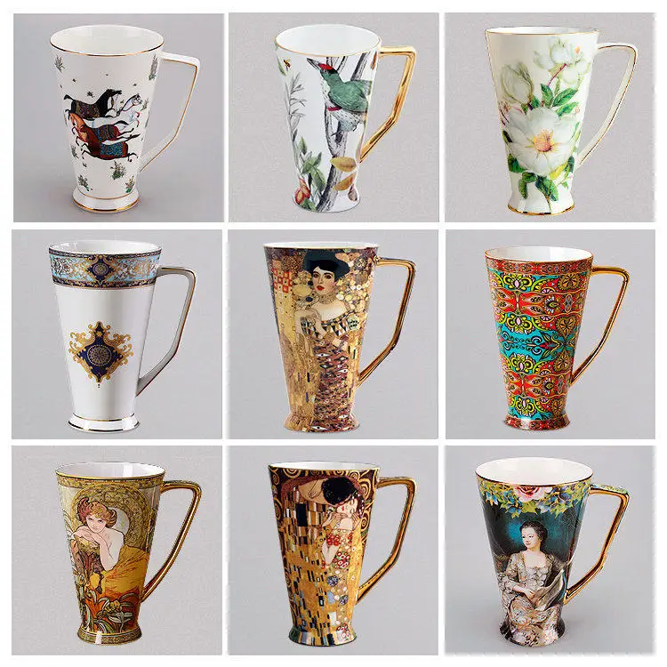 High value mug large capacity light luxury creative exquisite ceramic household coffee water cup with spoon