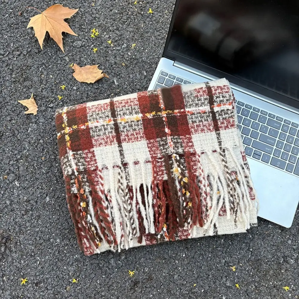 بسيط الموهير منقوشة وشاح من الصوف أفخم رشاقته الشتاء أوشحة كشميرية دافئة الكورية نمط طويل شال النساء/الرجال