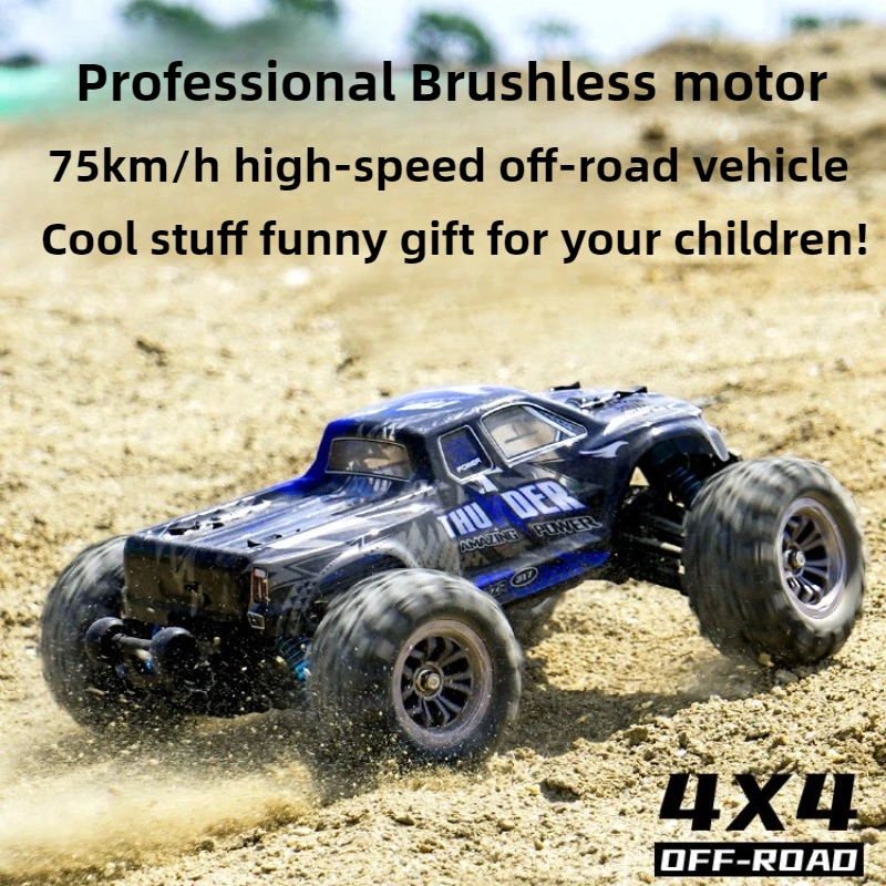 لعبة سيارة أشياء رائعة هدية مضحكة-75 كم/ساعة شاحنة 4WD Rc عالية السرعة، 1:16 سيارة الانجراف Rc بدون فرش للتسلق على الطرق الوعرة، ألعاب سيارات Rc للأولاد