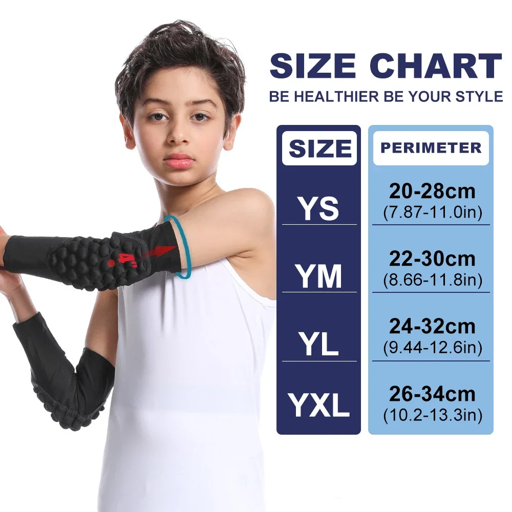 Sports Children Elbow Support - Compression Arm Protective Elbow Guards for Football Basketball Baseball Bowling Tennis Hockey