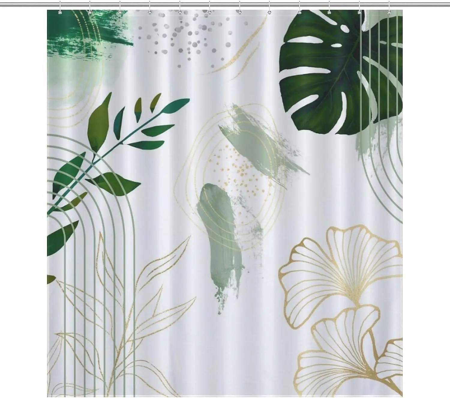 Luxury Tropical Botanical Shower Curtain Jungle Rainforest Print Boho Leaves Modern Aesthetic Bathroom Decor 180x180cm Size
