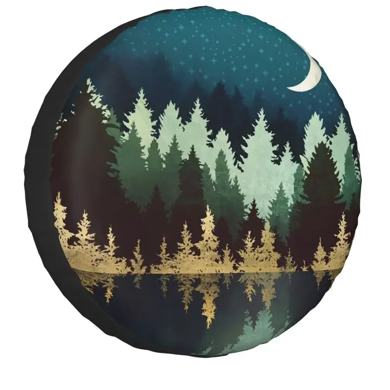 

Starry Night Forest Mountain Camping Spare Wheel Cover for Suzuki Mitsubish 4x4 Trailer Tire Protector 14" 15" 16" 17" Inch