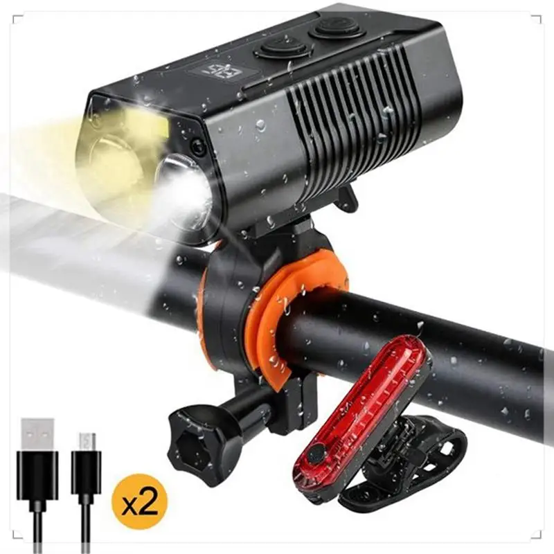 

1 Set Bike Headlight And Bike Tail Light Set Waterproof Black For Road Mountain Kids Riding