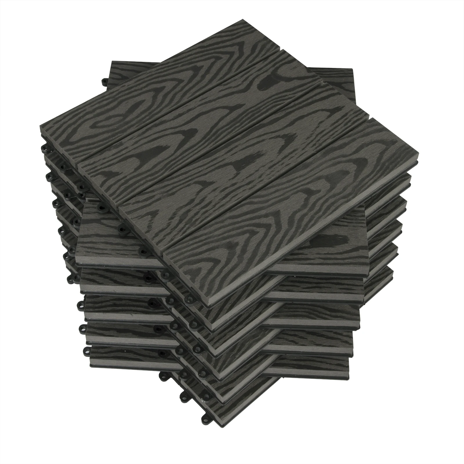 WOLTU - Juego de 11 Baldosas de Madera Compuesta para Terraza, 30x30cm, Resistentes al Agua, 1m², Baldosas de Suelo de Madera y Plástico para Jardín