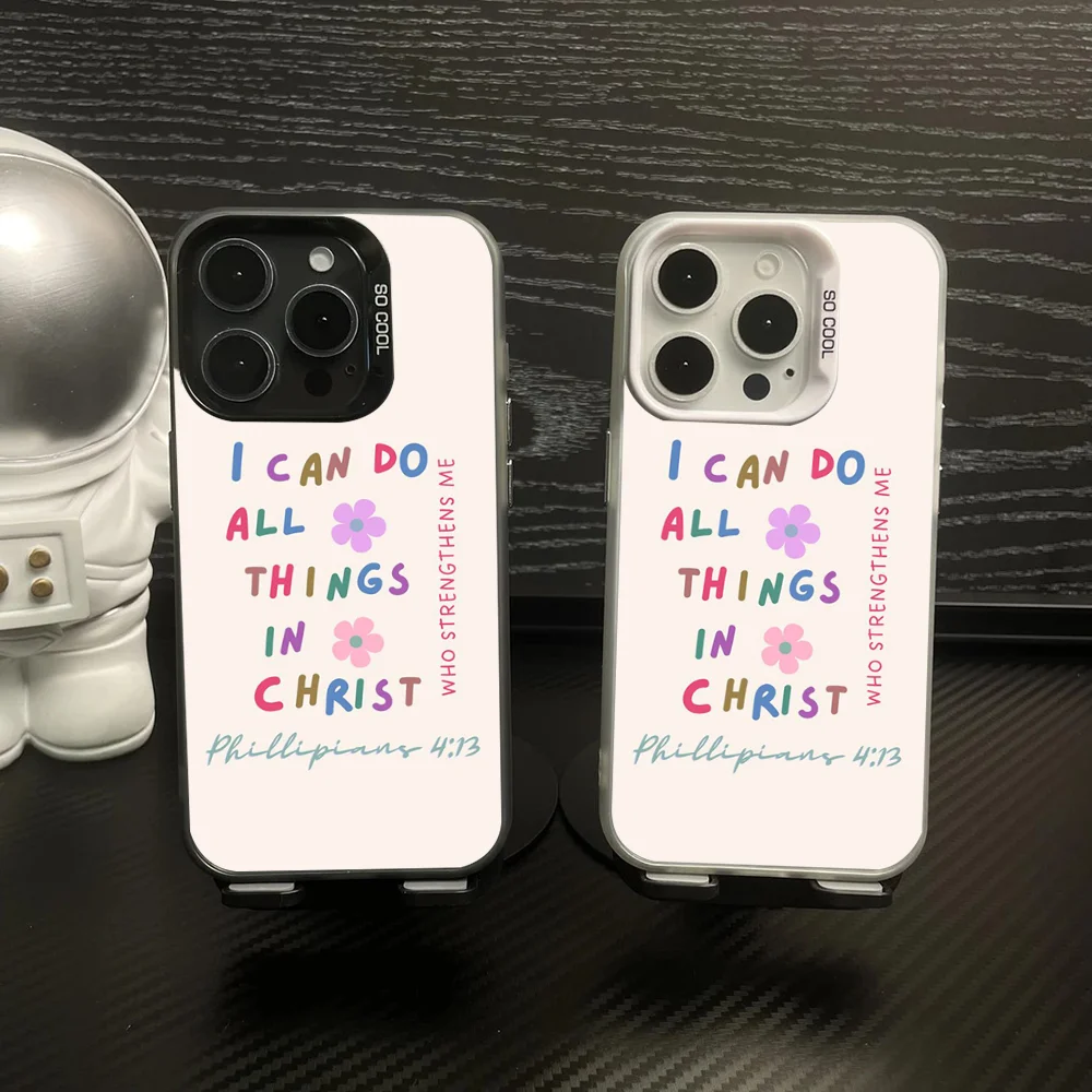 

Bible Verse Jesus Christ Christian Phone Case IMD Color Silver Shell For IPhone 16 15 14 13 12 Pro Max Plus