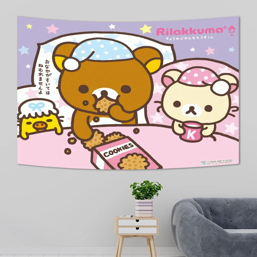 Cute Cartoon R-Rilakkuma Hippie Wall Hanging Tapestries Bohemian Wall Tapestries Mandala cheap INS Home Decor kawaii sakura y2k