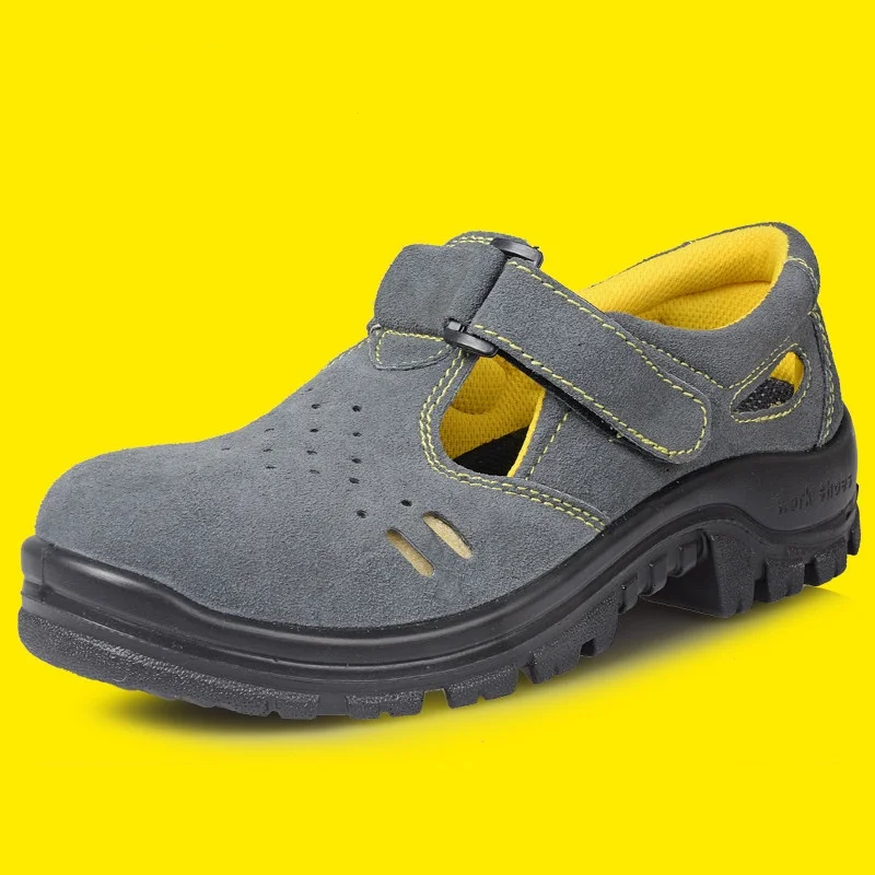 Big Size Men's Casual Safety Shoes Soft Leather Steel Toe Covers Working Shoe Breathable Summer Safe Sandals Security Boots Male