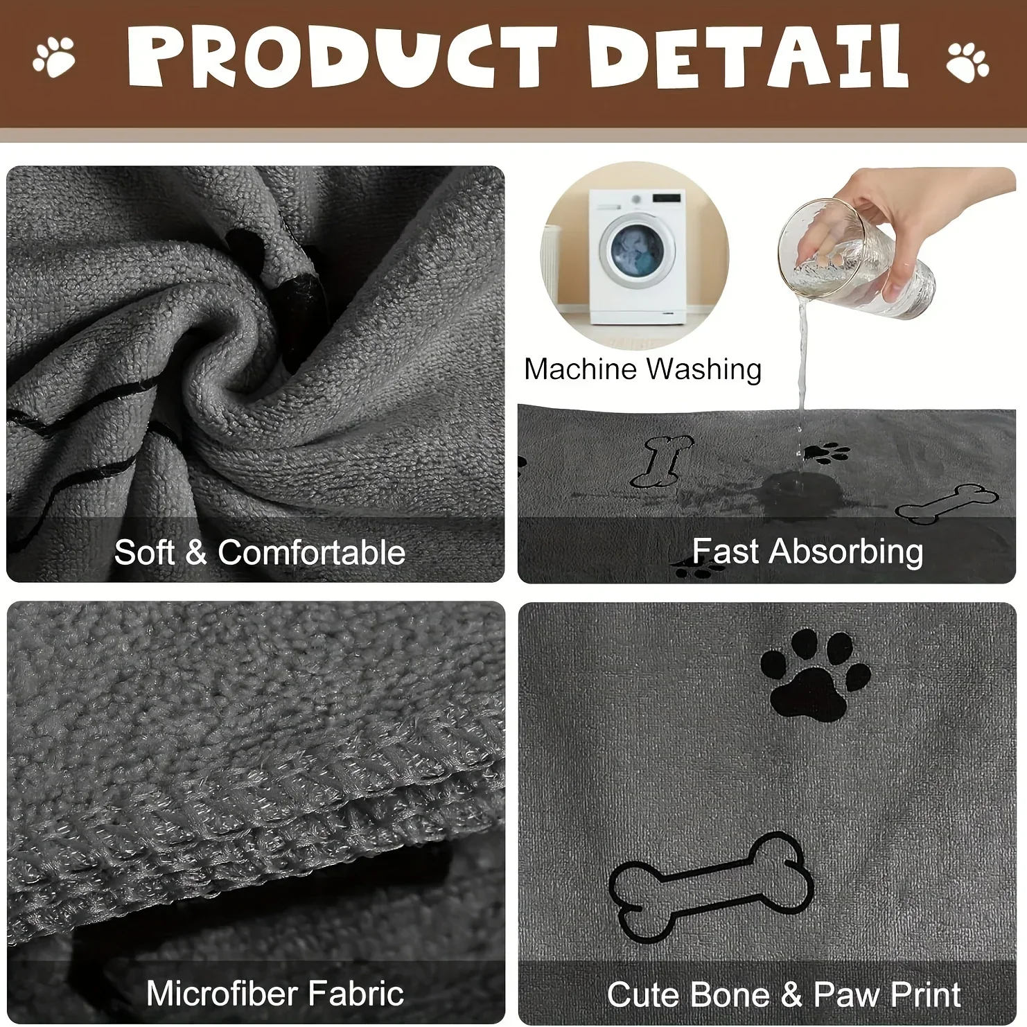 Dog Towel Drying Dog Cat Pet Towel, Puppy Microfiber Quick-drying Dog Claw Bath Towel, Pet Bath Products Absorbent Medium Dog