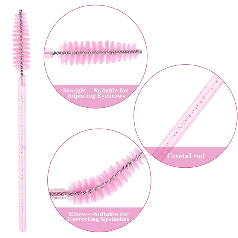 50Pcs Make-Up Pinsel Einweg Kristall Augenbraue Pinsel Diamant Griff Mascara Zauberstab Applikator Wimpern Wimpern Verlängerung Werkzeuge