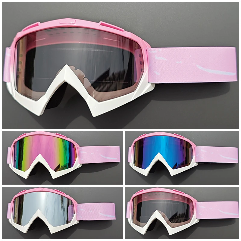 نظارات صيفية مضادة للرياح على شكل دونات للجنسين مضادة للوهج لـ MTB BMX ATV للدراجات النارية والدراجات الهوائية وإطار وردي وأبيض #1