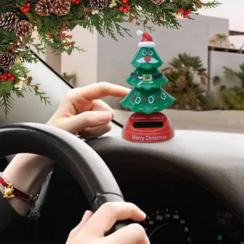 Christmas Solar Powered Dancing Toy Solar Dancing Toy Christmas Tree Novelty Car Shaking Head Dancer Doll For Desk And Dashboard