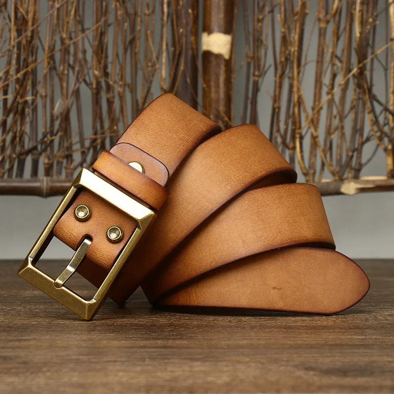 Retro Frosted First-layer Cowhide Pin Buckle Belt For Men Genuine Leather Trendy Versatile Casual Jeans Belt For Young People
