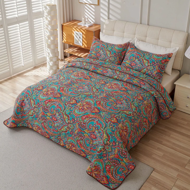 

Printed Bedspread Quilt Set Queen Full Size 3-Piece/1PC Summer Lightweight Quilted Blanket for Bed Thin Comforter Home Decor