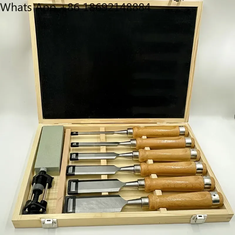 High-Grade Wooden Box Carpentry Chisel Set for Cross-Border Trade Flat Chisel Carving Knife Tool Set