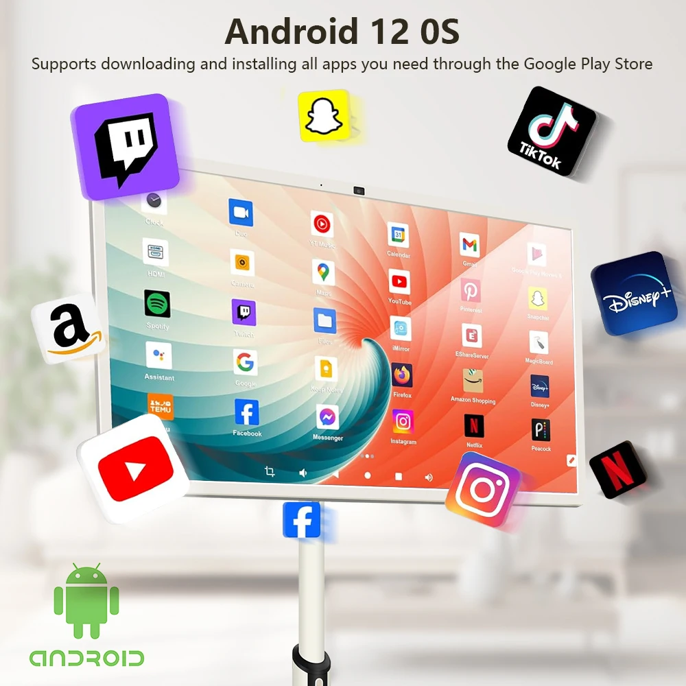 تلفزيون ذكي مقاس 32 بوصة بتصميم فريد من نوعه، آلة إعلانات ذكية، شاشة LCD، نظام تشغيل Android، تلفزيون ذكي للهاتف المحمول مع تلفزيون بطارية كبيرة #2